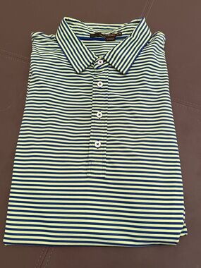 RLX Ralph Lauren Green and Blue Striped Polo XXL Men’s